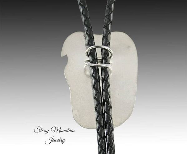 Alternate image for Unique Blue Heron Turquoise Bolo Tie for Wedding or Casual Wear, Modern Handcrafted Sterling Silver Designer Bolo Ties for Men & Women
