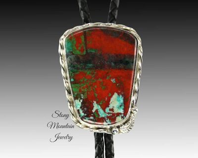 Alternate image for Handcrafted Custom Bolo Tie Sonoran Sunset Bolo Tie for Men & Women, Modern Sterling Silver Wedding Bolo Ties, Feather Collection