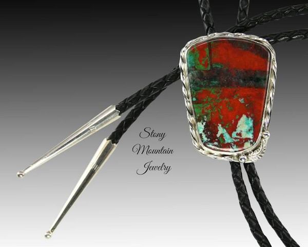 Alternate image for Handcrafted Custom Bolo Tie Sonoran Sunset Bolo Tie for Men & Women, Modern Sterling Silver Wedding Bolo Ties, Feather Collection