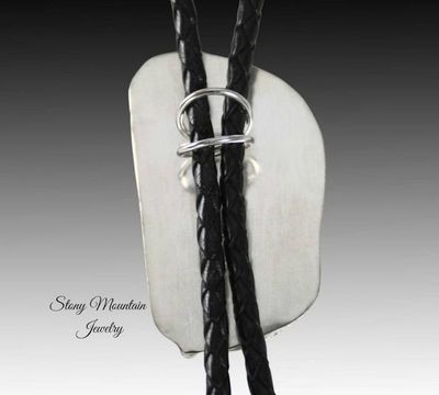 Alternate image for Blue Heron Turquoise Bolo Tie, Unique Wedding Bolo Tie, Modern Handcrafted Sterling Silver Designer Bolo Ties for Men & Women, Western Tie