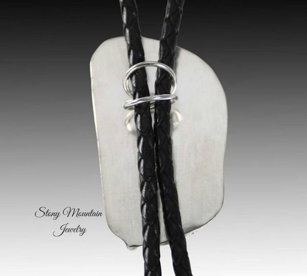 Alternate image for Blue Heron Turquoise Bolo Tie, Unique Wedding Bolo Tie, Modern Handcrafted Sterling Silver Designer Bolo Ties for Men & Women, Western Tie