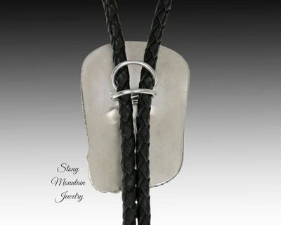 Alternate image for White Buffalo & Turquoise Bolo Tie in Sterling Silver, Custom Handcrafted Wedding Bolo Tie, The Feather Collection, Alternative Necktie