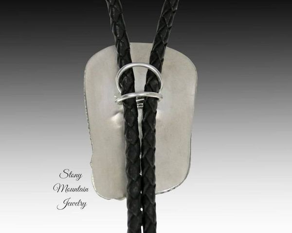 Alternate image for White Buffalo & Turquoise Bolo Tie in Sterling Silver, Custom Handcrafted Wedding Bolo Tie, The Feather Collection, Alternative Necktie