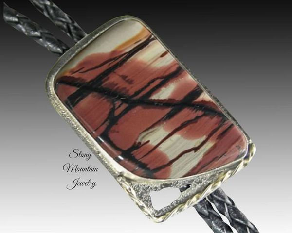 Alternate image for Unique Handcrafted Bolo Ties, Rare Indian Paint Jasper Bolo Tie for Men or Women, Wedding Bolo Tie, Sterling Silver Bolo Ties, Gift for Dad