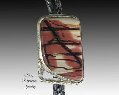 Alternate image for Unique Handcrafted Bolo Ties, Rare Indian Paint Jasper Bolo Tie for Men or Women, Wedding Bolo Tie, Sterling Silver Bolo Ties, Gift for Dad