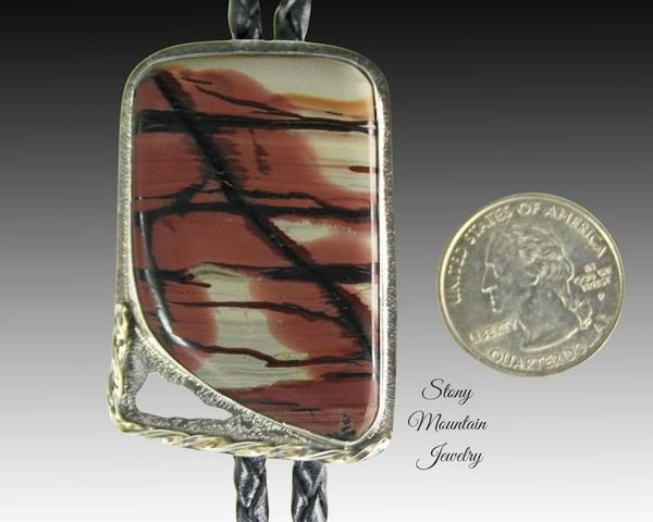 Alternate image for Unique Handcrafted Bolo Ties, Rare Indian Paint Jasper Bolo Tie for Men or Women, Wedding Bolo Tie, Sterling Silver Bolo Ties, Gift for Dad