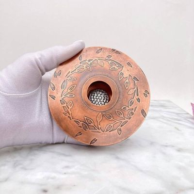 Alternate image for Botanical Wreath Etched Solid Copper Ikebana Vase