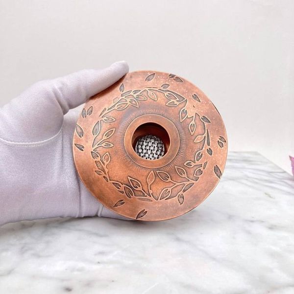Alternate image for Botanical Wreath Etched Solid Copper Ikebana Vase