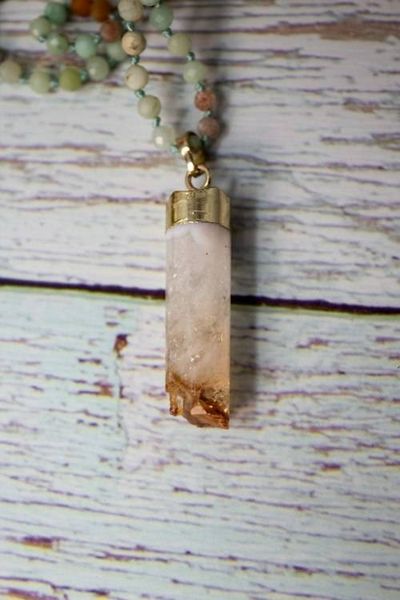 Alternate image for Golden Dawn Burmese Jade and Citrine Necklace