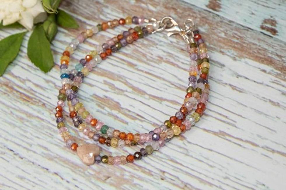 Candy Heart Triple-Strand Cubic Zirconia Bracelet