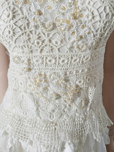 Alternate image for Handcrafted Ivory Lace Dress with Asymmetric Handkerchief Hem