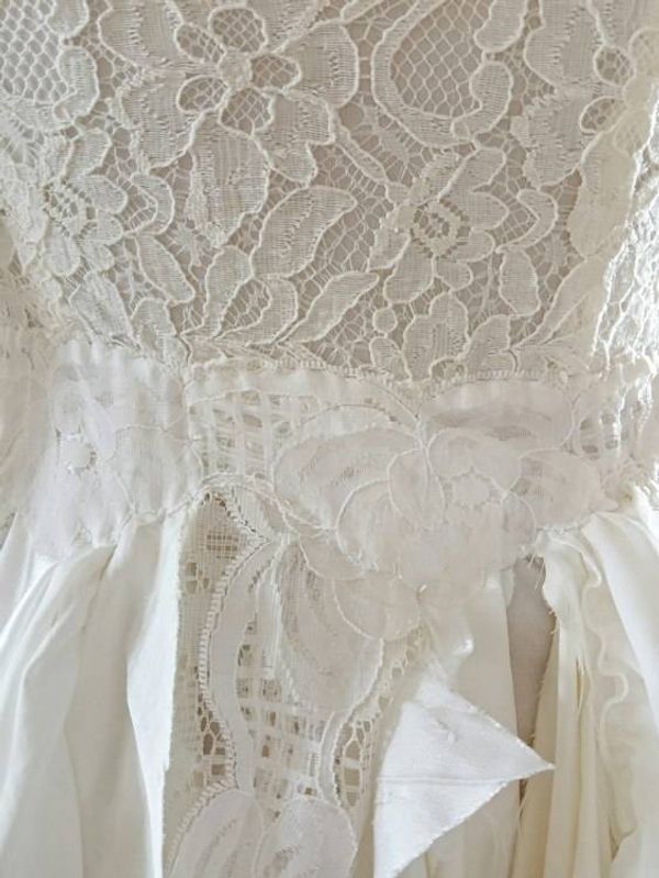 Alternate image for Handcrafted Ivory Lace Dress with Asymmetric Handkerchief Hem