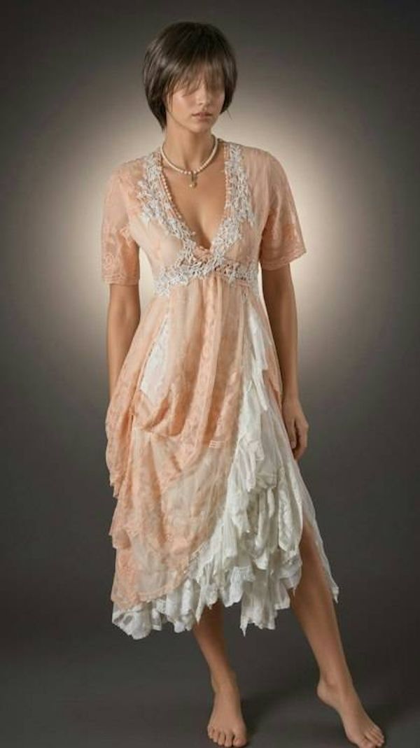 Alternate image for Romantic Blush Peach Lace Overlay Empire Waist Dress with Beaded Detail