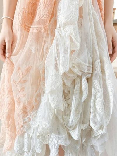 Alternate image for Romantic Blush Peach Lace Overlay Empire Waist Dress with Beaded Detail