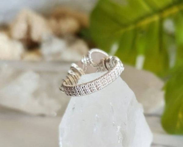 Alternate image for Rose Quartz and Sterling Silver Wire Wrapped Ring
