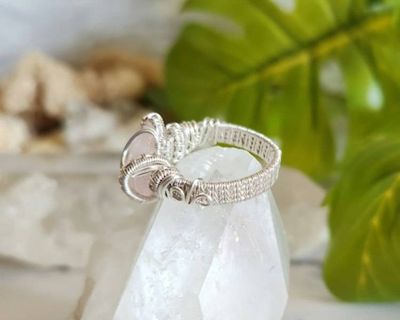 Alternate image for Rose Quartz and Sterling Silver Wire Wrapped Ring