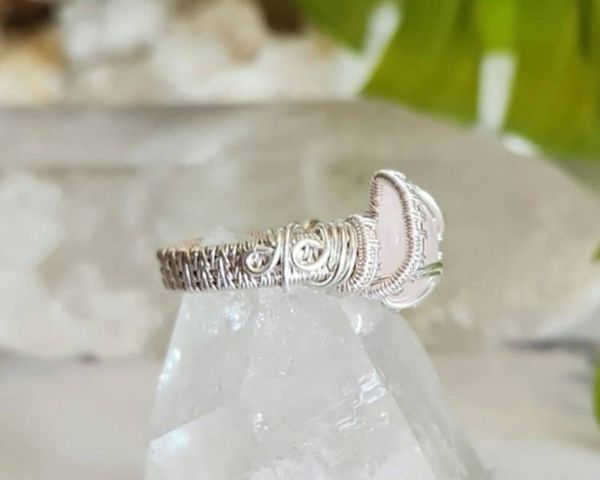 Alternate image for Rose Quartz and Sterling Silver Wire Wrapped Ring