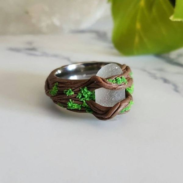 Alternate image for Sea Glass Polymer Clay and Stainless Steel Ring