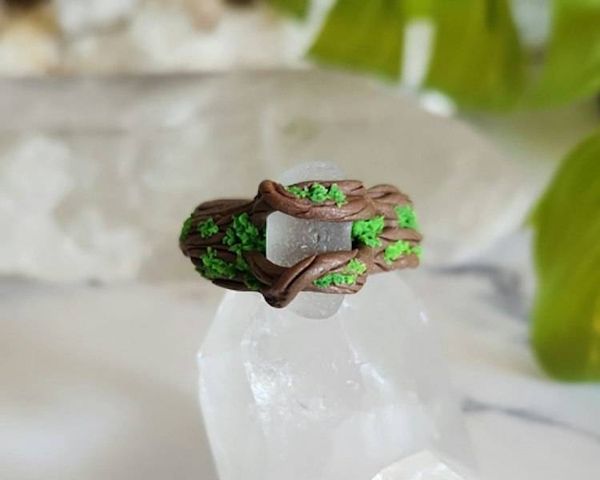 Alternate image for Sea Glass Polymer Clay and Stainless Steel Ring