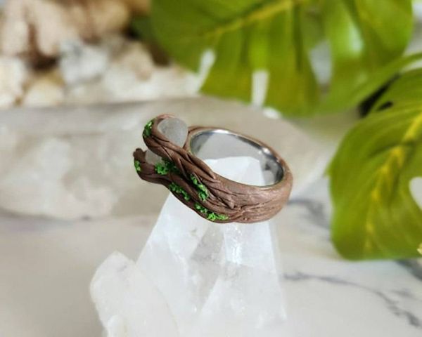 Alternate image for Sea Glass Polymer Clay and Stainless Steel Ring