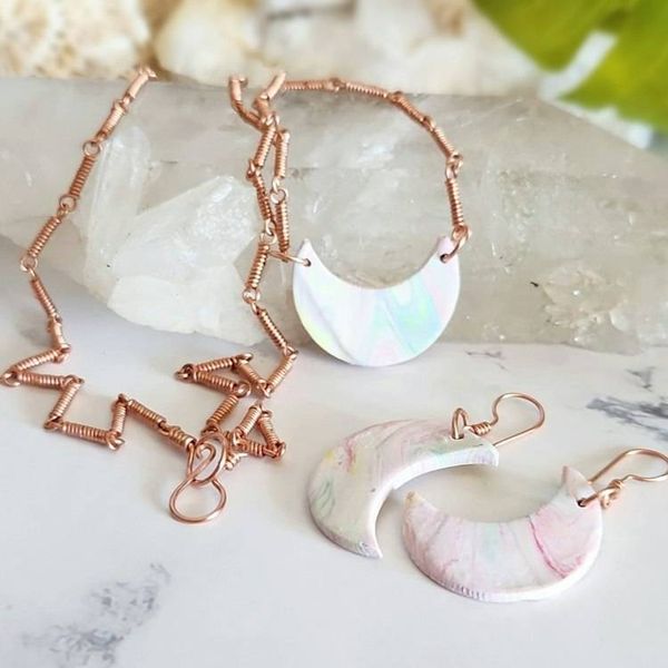 Alternate image for Polymer Clay Moon Copper Jewelry Set