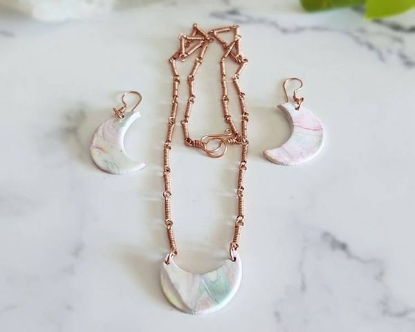Alternate image for Polymer Clay Moon Copper Jewelry Set