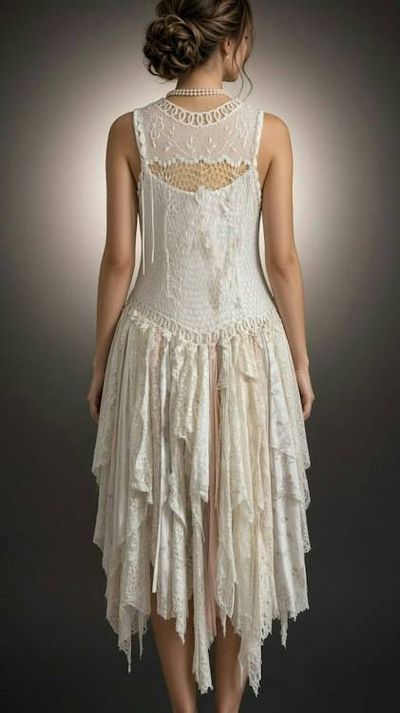 Alternate image for Handcrafted Lace Drop-Waist Dress with Handkerchief Hem in Ivory and Blush