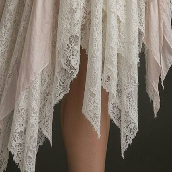 Alternate image for Handcrafted Lace Drop-Waist Dress with Handkerchief Hem in Ivory and Blush