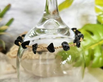 Alternate image for Snowflake Obsidian Gold-Colored Sterling Silver Bracelet