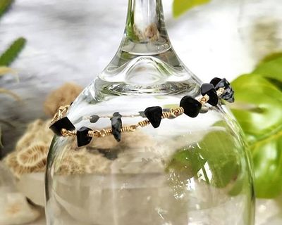 Alternate image for Snowflake Obsidian Gold-Colored Sterling Silver Bracelet