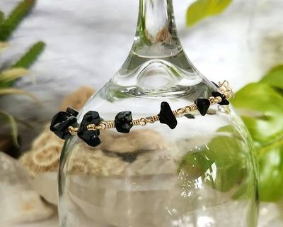 Alternate image for Snowflake Obsidian Gold-Colored Sterling Silver Bracelet