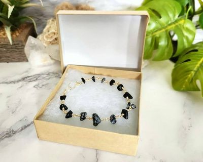 Alternate image for Snowflake Obsidian Gold-Colored Sterling Silver Bracelet
