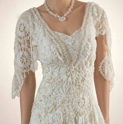 Alternate image for Handcrafted vintage-inspired lace and crochet dress with asymmetric hem