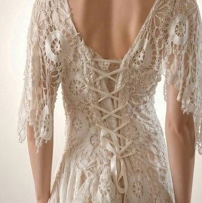 Alternate image for Handcrafted vintage-inspired lace and crochet dress with asymmetric hem