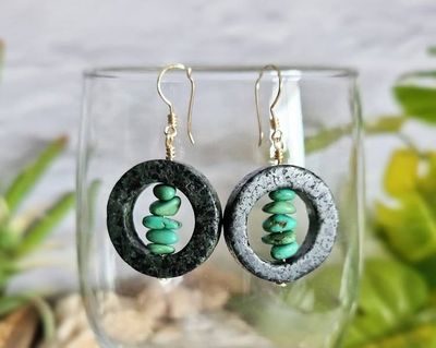 Alternate image for Magnesite and Serpentine Gold-Colored Sterling Silver Earrings