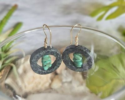 Alternate image for Magnesite and Serpentine Gold-Colored Sterling Silver Earrings