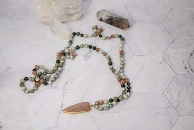 Alternate image for Enchanted Meadow Harmony Jasper, Green Jade and Peach Moonstone Necklace