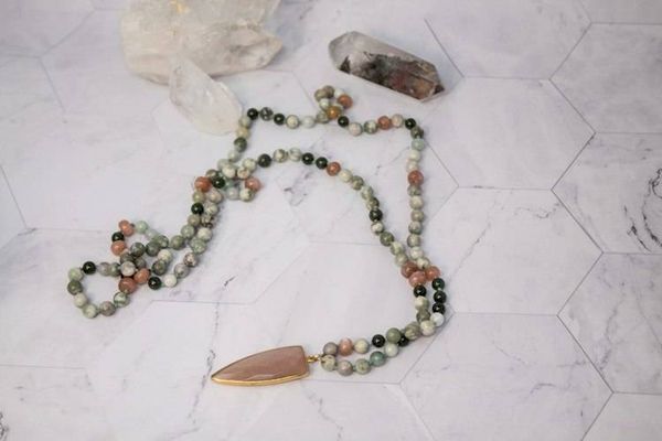 Alternate image for Enchanted Meadow Harmony Jasper, Green Jade and Peach Moonstone Necklace
