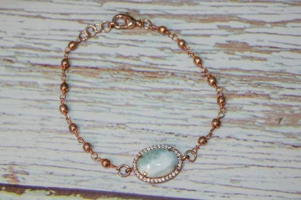 Rosewater Siren Larimar and Rose Gold Vermeil Bracelet