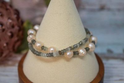 Alternate image for Verdant Seas Moss Aquamarine and Faceted Pearl Bracelet Set