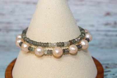 Alternate image for Verdant Seas Moss Aquamarine and Faceted Pearl Bracelet Set