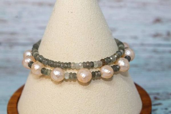 Alternate image for Verdant Seas Moss Aquamarine and Faceted Pearl Bracelet Set