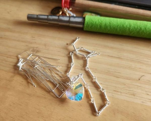 Alternate image for Vintage Crystal Heart Sterling Silver Necklace