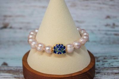 Alternate image for Lotus Elegance Blush Freshwater Pearl Cloisonne Bracelet