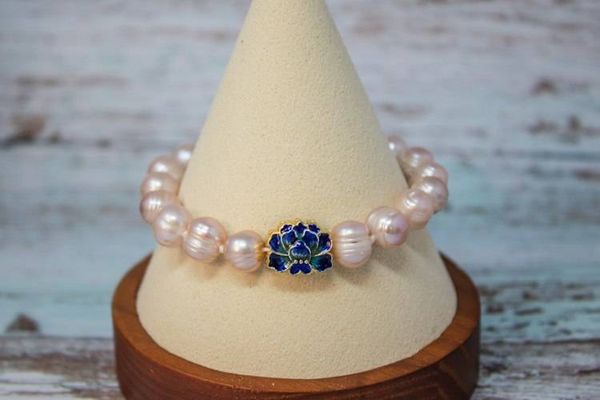 Alternate image for Lotus Elegance Blush Freshwater Pearl Cloisonne Bracelet