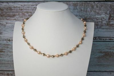 Alternate image for All That Glitters Pyrite and Faceted Freshwater Pearl Necklace