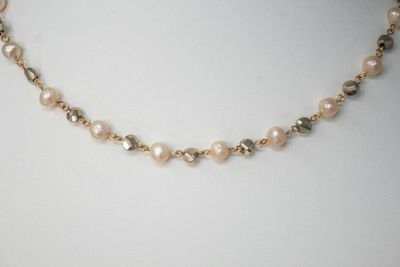 Alternate image for All That Glitters Pyrite and Faceted Freshwater Pearl Necklace
