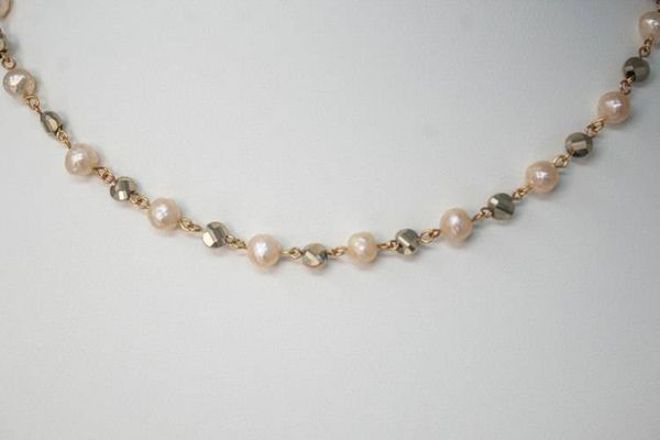 Alternate image for All That Glitters Pyrite and Faceted Freshwater Pearl Necklace