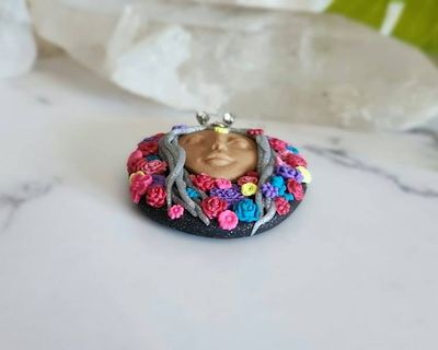 Alternate image for Butterfly Garden Goddess Polymer Clay Pendant
