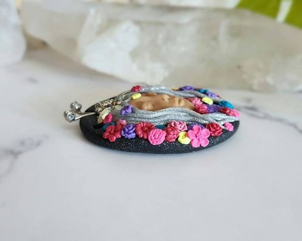 Alternate image for Butterfly Garden Goddess Polymer Clay Pendant